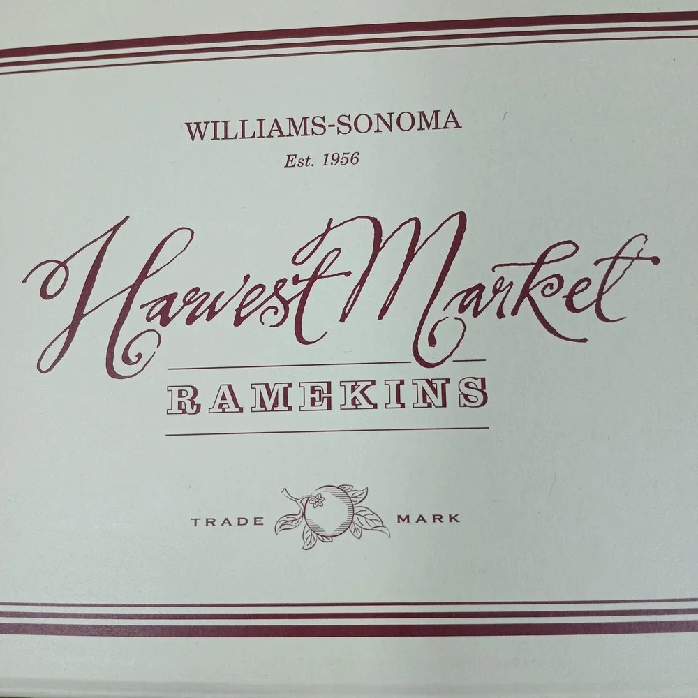 Williams-Sonoma Harvest Market Ramekins Set Of 6 White‎ Fruit 4 In Italy Ceramic
